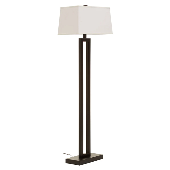 Leora White Fabric Shade Floor Lamp In Black Cut-out Stand_2