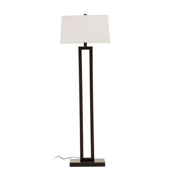 Leora White Fabric Shade Floor Lamp In Black Cut-out Stand