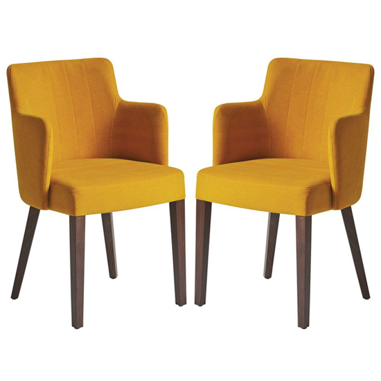 Photo of Lergs curved back nordic gold velvet armchairs in pair