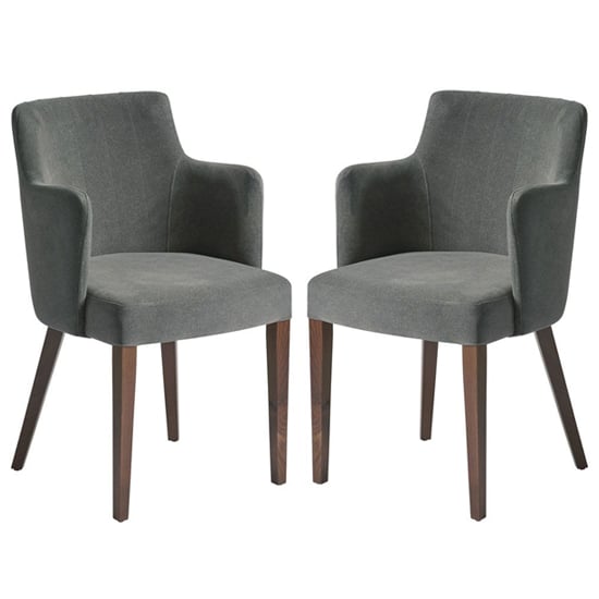 Read more about Lergs curved back nordic mid grey velvet armchairs in pair