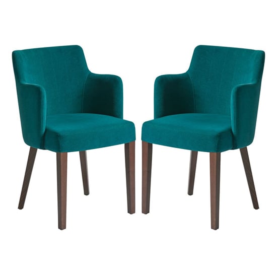 Read more about Lergs curved back nordic teal velvet armchairs in pair
