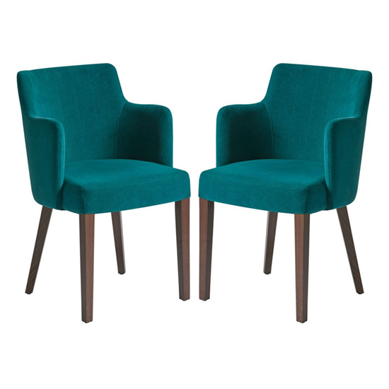 Read more about Lergs curved back nordic teal velvet armchairs in pair