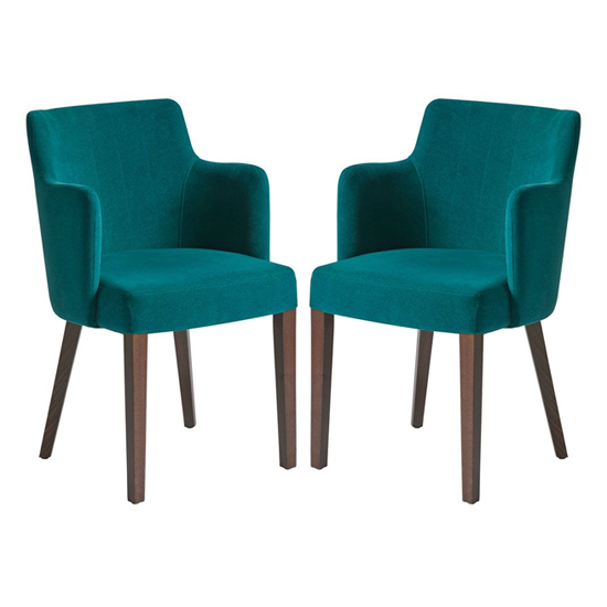 Read more about Lergs curved back nordic teal velvet armchairs in pair