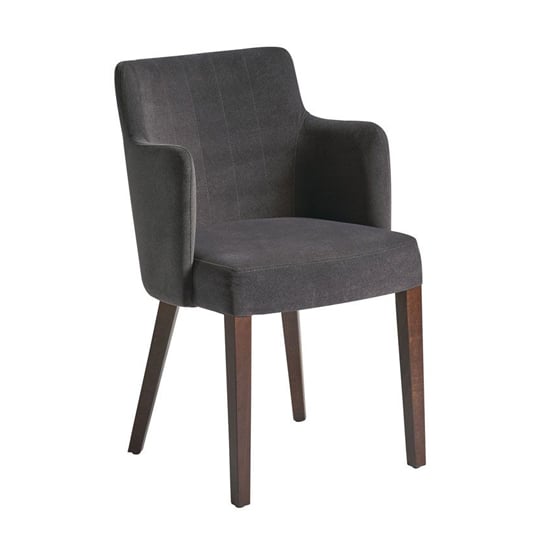Photo of Lergs curved back velvet armchair in nordic dark grey