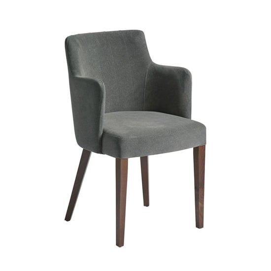 Photo of Lergs curved back velvet armchair in nordic mid grey