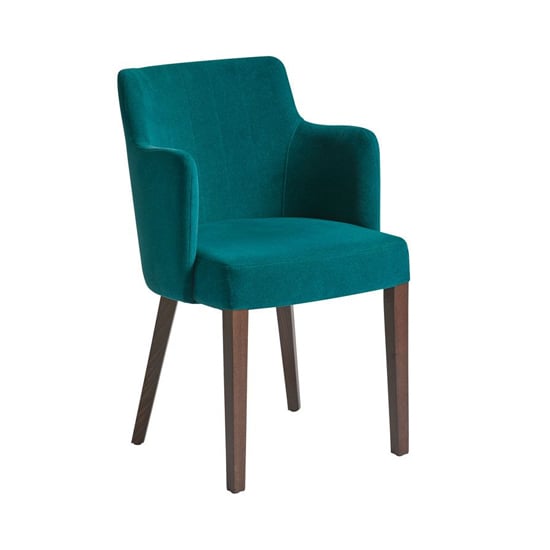 Photo of Lergs curved back velvet armchair in nordic teal