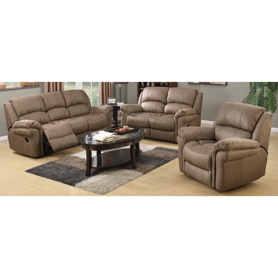 Lerna Fabric 3 Seater Sofa And 2 Armchairs Suite In Taupe