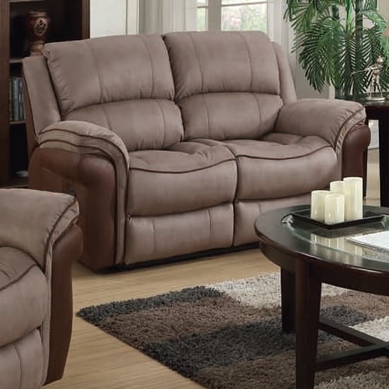 Photo of Lerna fusion fabric 2 seater sofa in taupe and tan