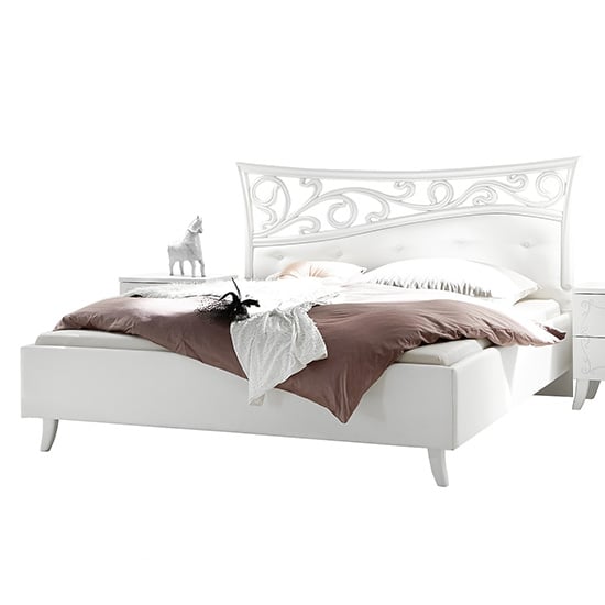 Lerso Faux Leather Double Bed In White_2