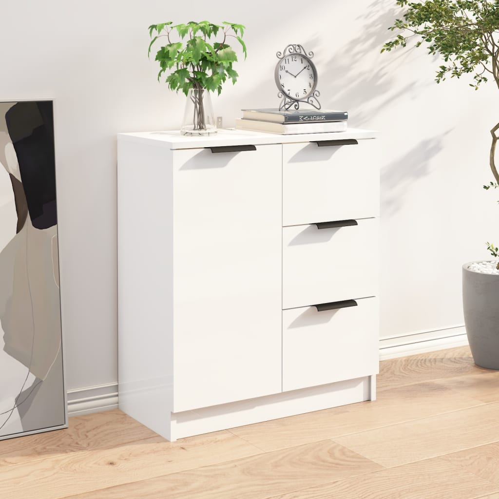 Leslie High Gloss Sideboard With 1 Door 3 Drawers In White_1