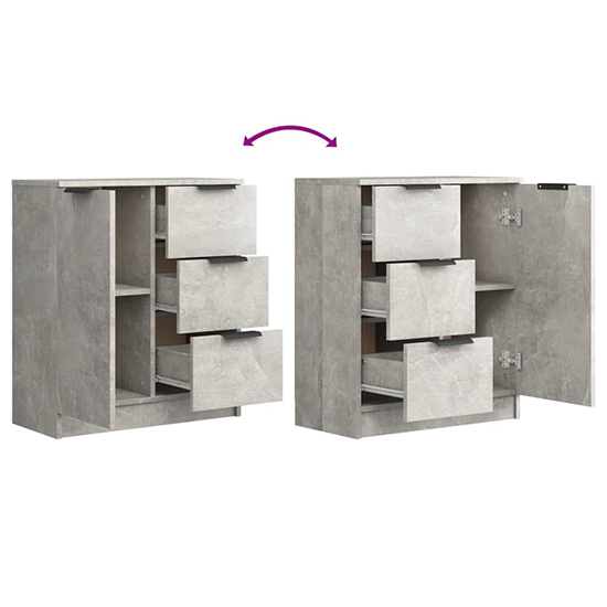 Leslie Sideboard With 1 Door 3 Drawers In Concrete Effect_6