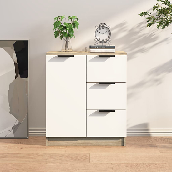 Leslie Sideboard With 1 Door 3 Drawers In White Sonoma Oak_2