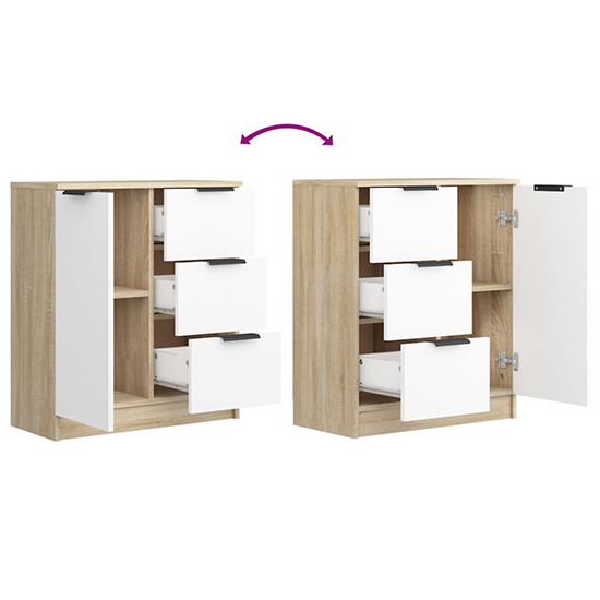 Leslie Sideboard With 1 Door 3 Drawers In White Sonoma Oak_6