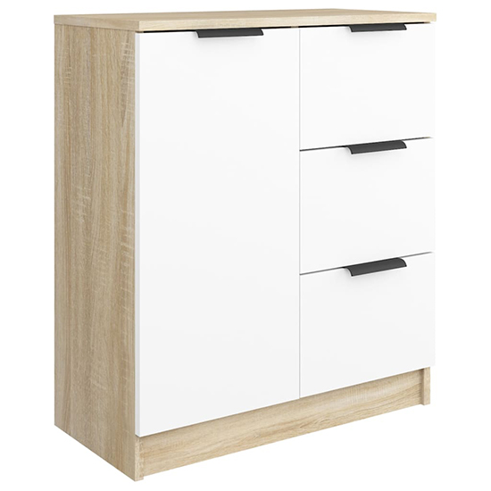 Leslie Sideboard With 1 Door 3 Drawers In White Sonoma Oak_3