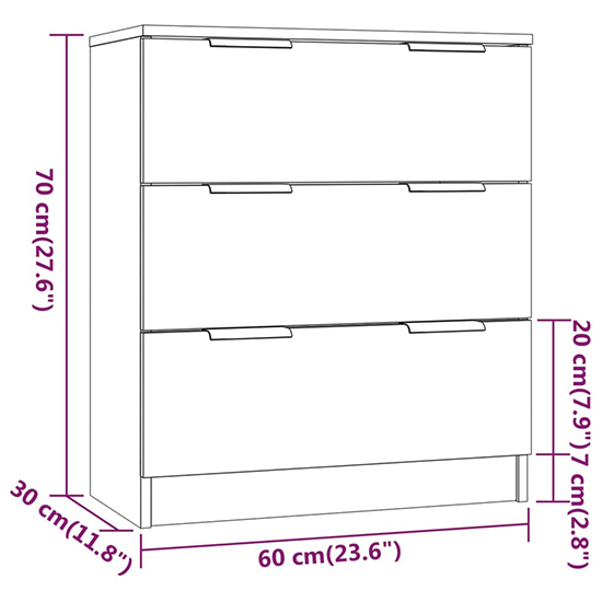 Leslie Wooden Chest Of 3 Drawers In Concrete Effect