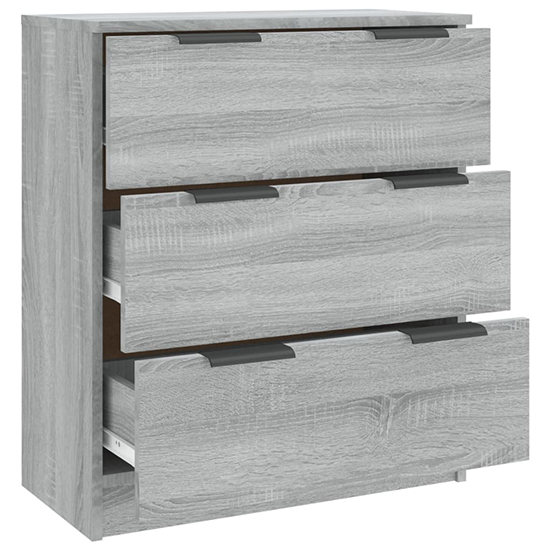 Leslie Wooden Chest Of 3 Drawers In Grey Sonoma Oak