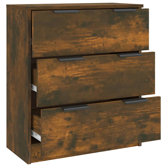 Leslie Wooden Chest Of 3 Drawers In Smoked Oak
