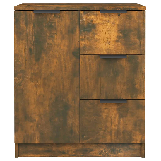 Leslie Wooden Sideboard With 1 Door 3 Drawers In Smoked Oak