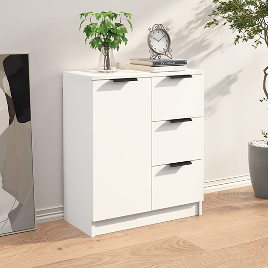 Leslie Wooden Sideboard With 1 Door 3 Drawers In White