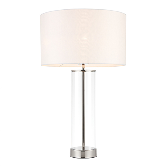 Lessina Vintage White Fabric Touch Table Lamp In Bright Nickel_2