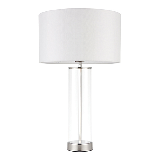 Lessina Vintage White Fabric Touch Table Lamp In Bright Nickel_3