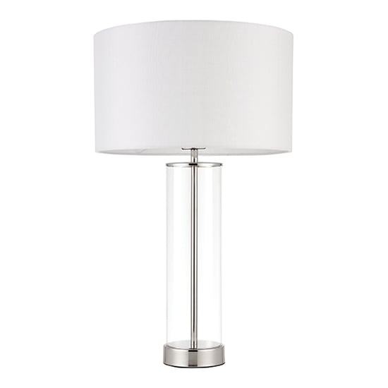 Lessina Vintage White Fabric Touch Table Lamp In Bright Nickel