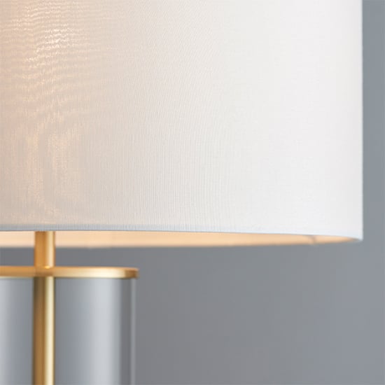 Lessina Vintage White Fabric Touch Table Lamp In Satin Brass