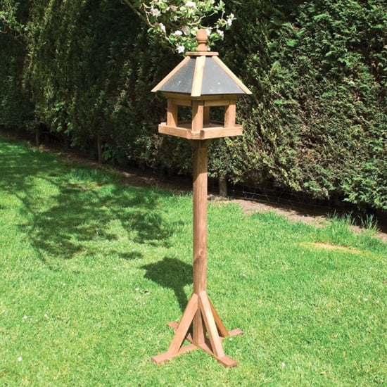 Photo of Letchworth wooden bird table in natural timber