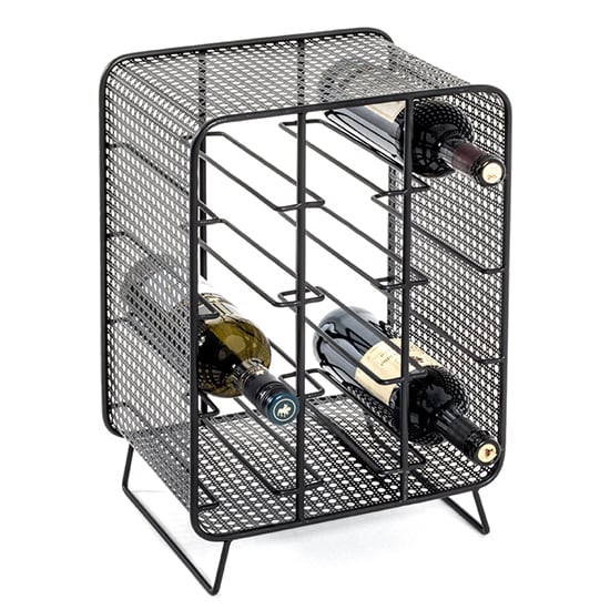 Product photograph of Lethbridge Metal Bottle Rack In Black from Furniture in Fashion