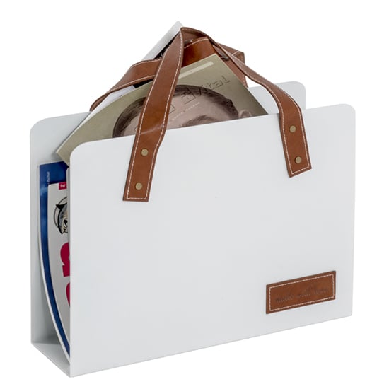 Read more about Lethbridge metal magazine rack in white and brown