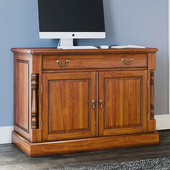 Product photograph of Leupp Wooden Hidden 2 Doors Computer Desk In Light Brown from Furniture in Fashion