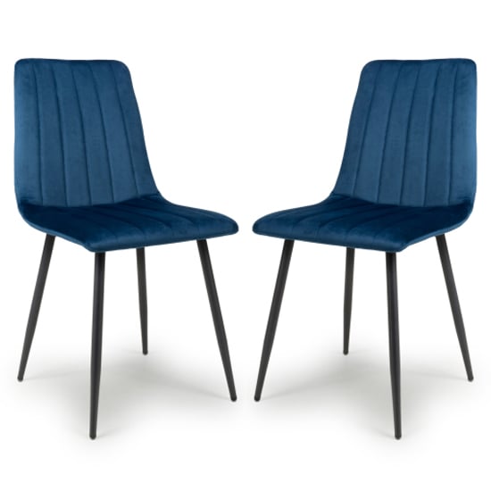 Product photograph of Leuven Blue Brushed Velvet Dining Chairs In Pair from Furniture in Fashion