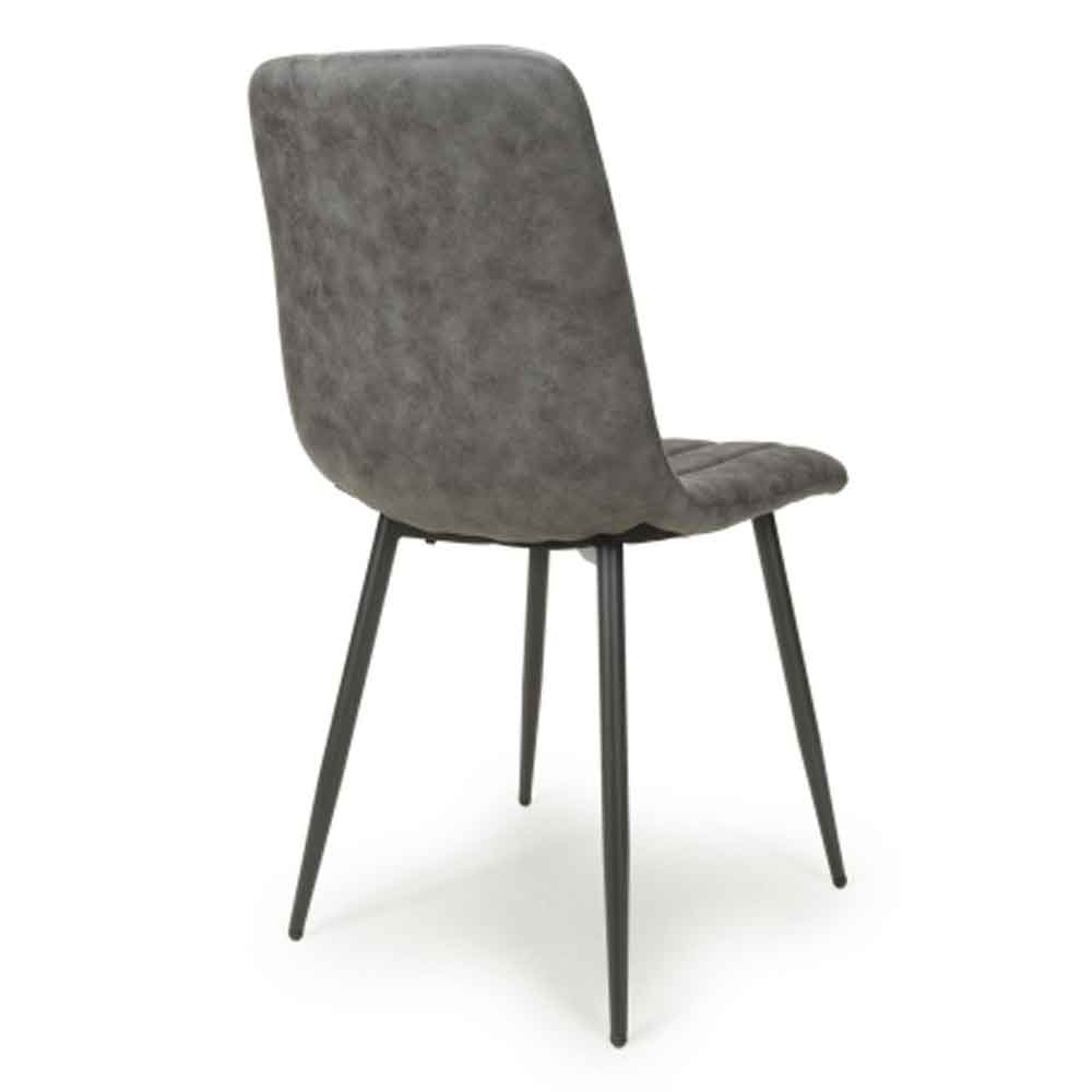 Leuven Fabric Dining Chairs In Pair In Microfibre Grey