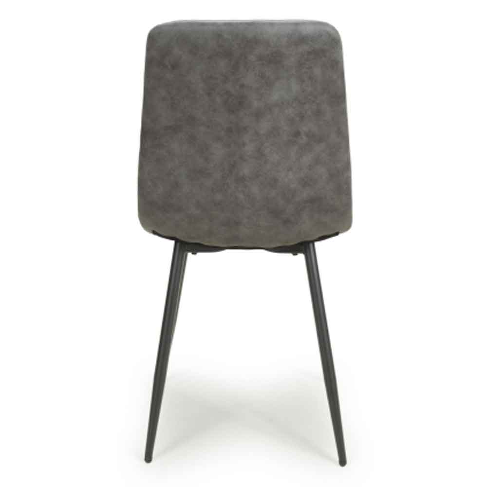 Leuven Fabric Dining Chairs In Pair In Microfibre Grey