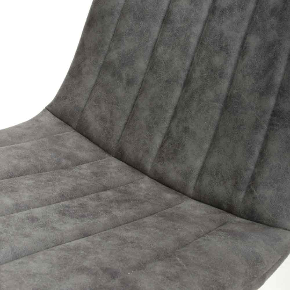Leuven Fabric Dining Chairs In Pair In Microfibre Grey