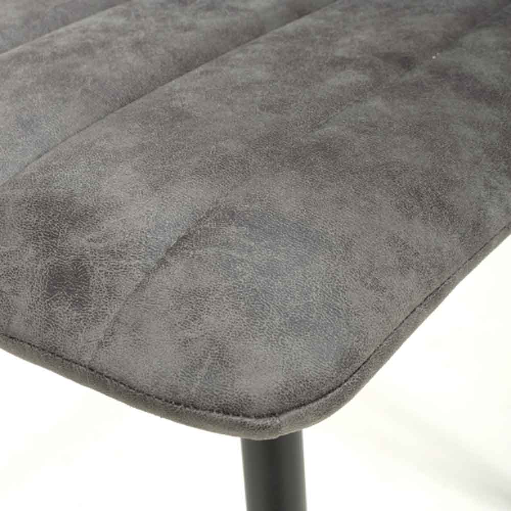 Leuven Fabric Dining Chairs In Pair In Microfibre Grey