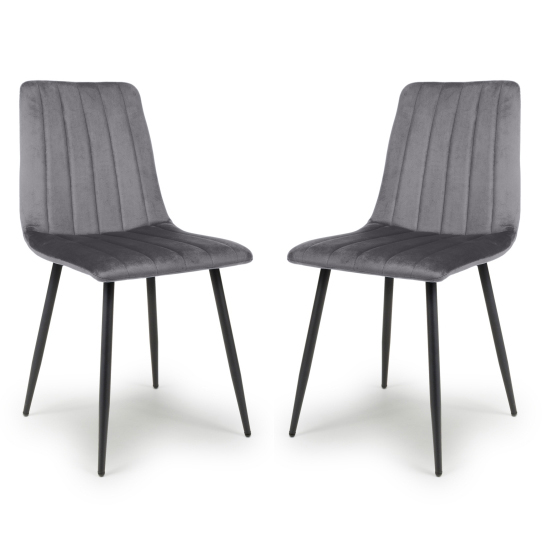 Leuven Grey Brushed Velvet Dining Chairs In Pair