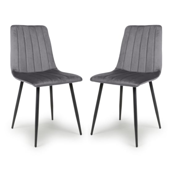 Read more about Leuven grey brushed velvet dining chairs in pair
