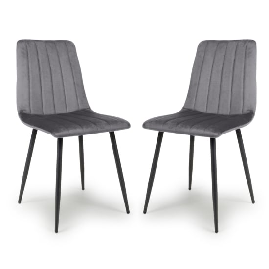 Product photograph of Leuven Grey Brushed Velvet Dining Chairs In Pair from Furniture in Fashion