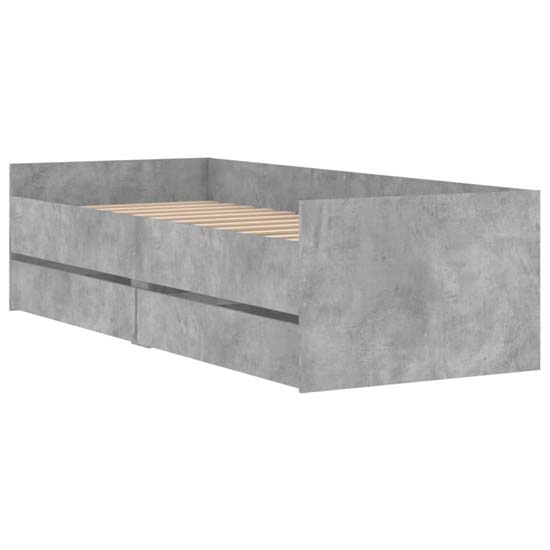 Leuven Wooden Single Bed With Drawers In Concrete Effect