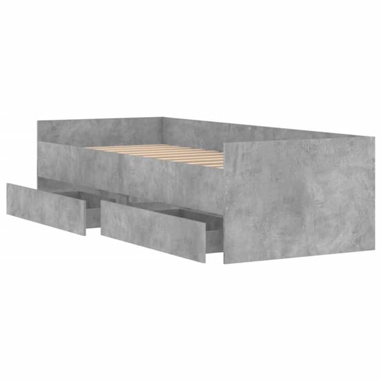 Leuven Wooden Single Bed With Drawers In Concrete Effect