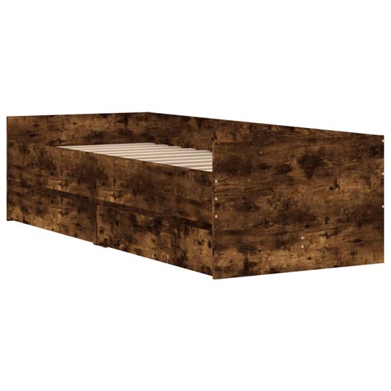 Leuven Wooden Single Bed With Drawers In Smoked Oak