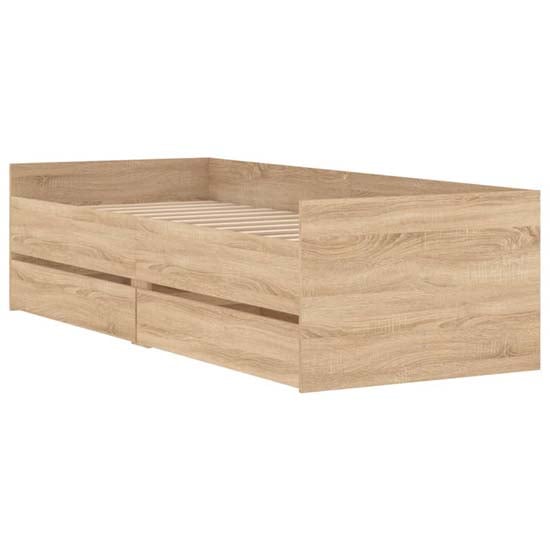 Leuven Wooden Single Bed With Drawers In Sonoma Oak