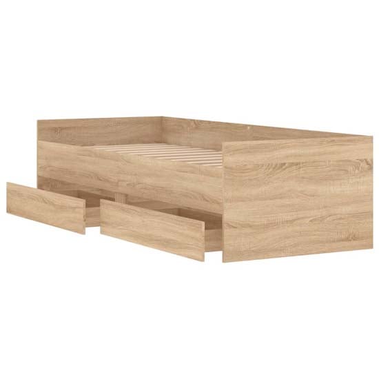 Leuven Wooden Single Bed With Drawers In Sonoma Oak