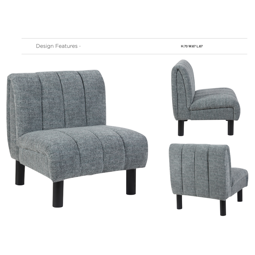 Levelland Fabric Accent Chair With Black Legs - Grey