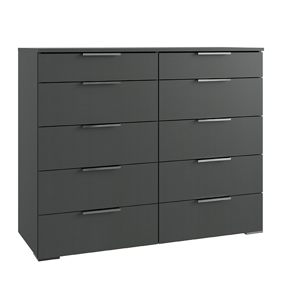 Levelup Wooden Chest Of Drawers In Graphite With 10 Drawers thumbnail