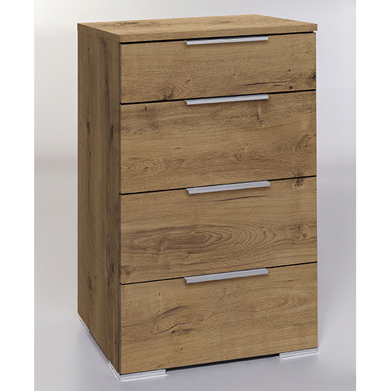 Read more about Levelup wooden chest of drawers in planked oak with 4 drawers