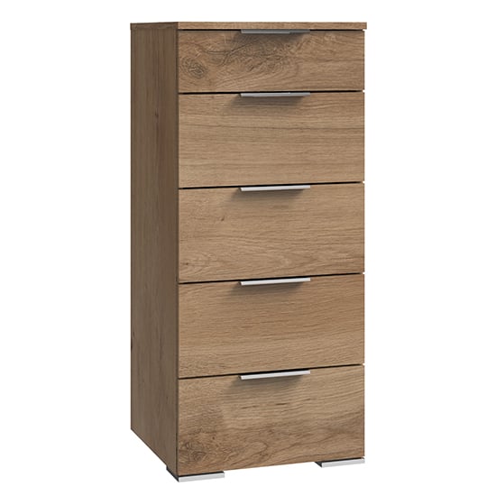 Levelup Wooden Chest Of Drawers In Planked Oak With 5 Drawers