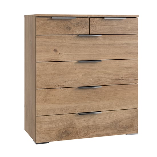 Levelup Wooden Chest Of Drawers In Planked Oak With 6 Drawers
