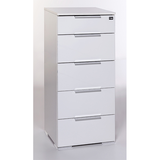 Levelup Wooden Chest Of Drawers In White With 5 Drawers